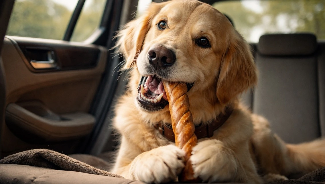 Dog enjoying a treat